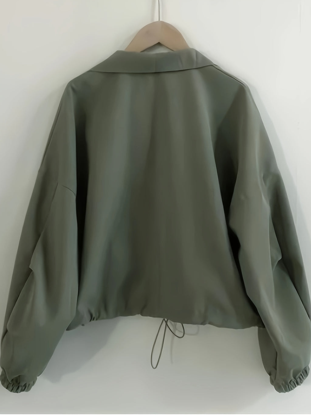 Women'S Lightweight Casual Windbreaker Jacket - Olive Green, Short Length, Zip-Up with Drawstring Hood, Long Sleeves, Perfect for Spring\u002FFall Outings, Spring Outerwear | Casual Style Jacket | Zippered Jacket, Windbreaker