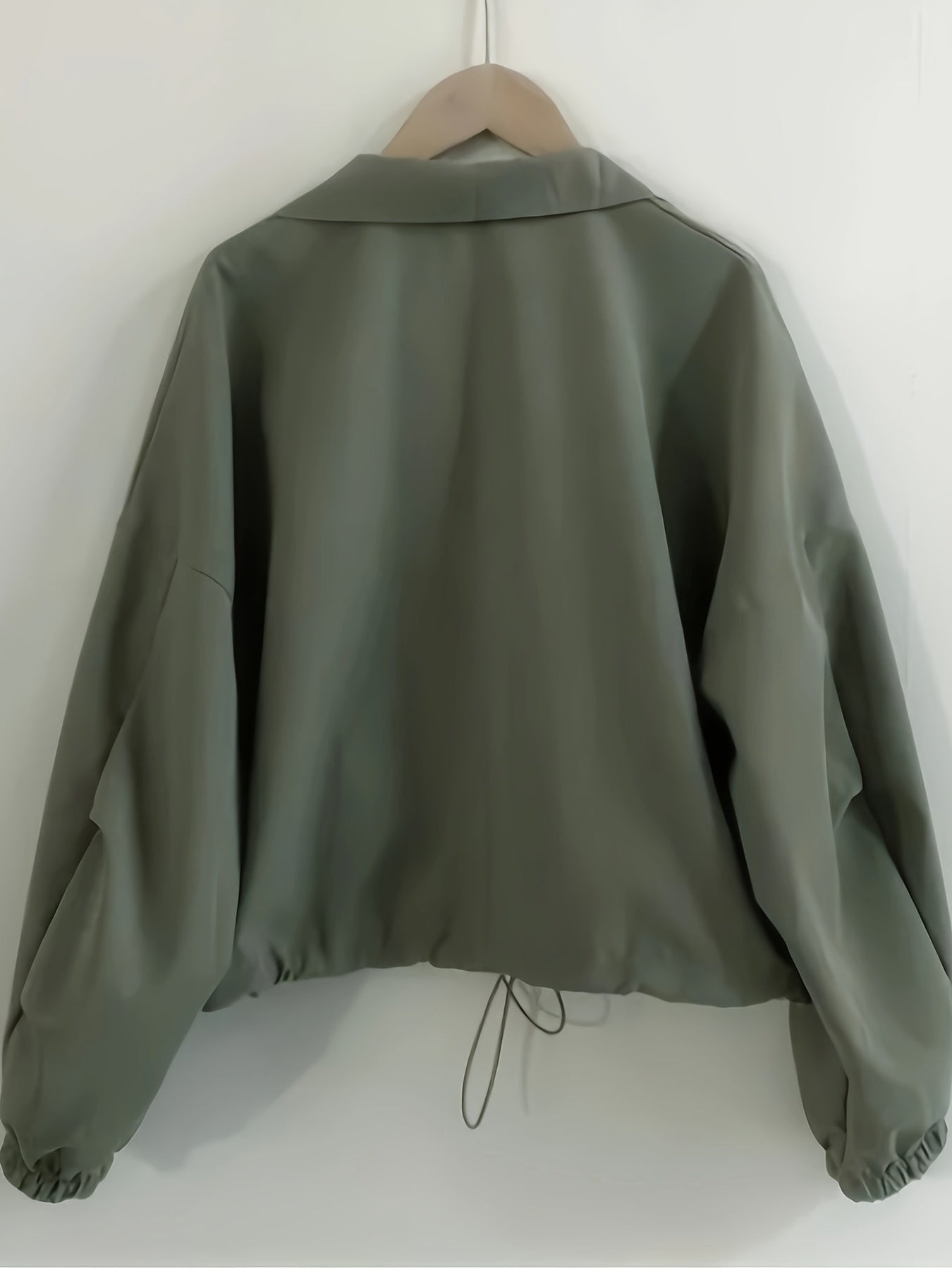 Women'S Lightweight Casual Windbreaker Jacket - Olive Green, Short Length, Zip-Up with Drawstring Hood, Long Sleeves, Perfect for Spring\u002FFall Outings, Spring Outerwear | Casual Style Jacket | Zippered Jacket, Windbreaker