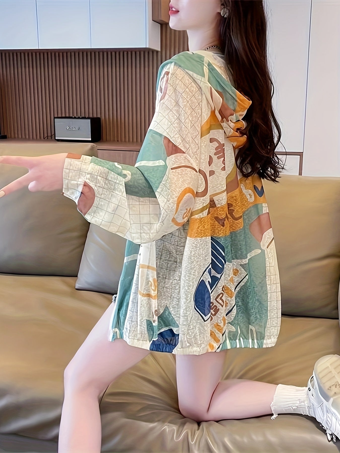 Fashionable breathable and high-end clothes for women in summer new hooded casual mid-length thin jacket beautiful clothes