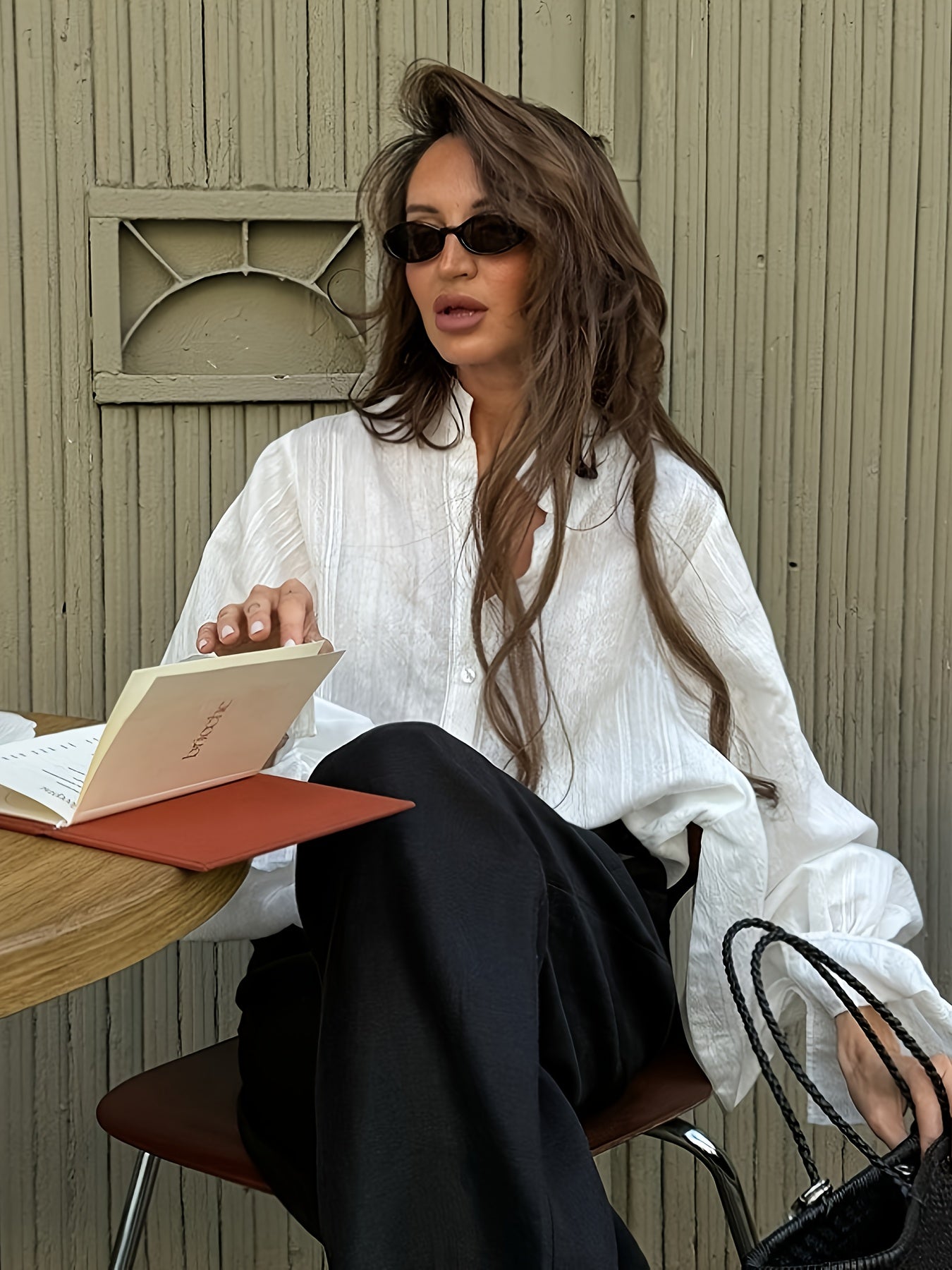 Women'S Elegant Button-Front Blouse - Long Sleeve Shirt with Structured Collar, All-Season Office & Everyday Blouse for Women, Chic Workplace & Casual Outfits, Versatile Clothing, Sophisticated Design, Durable Fabric, Buttonup Top, Fashion Lovers