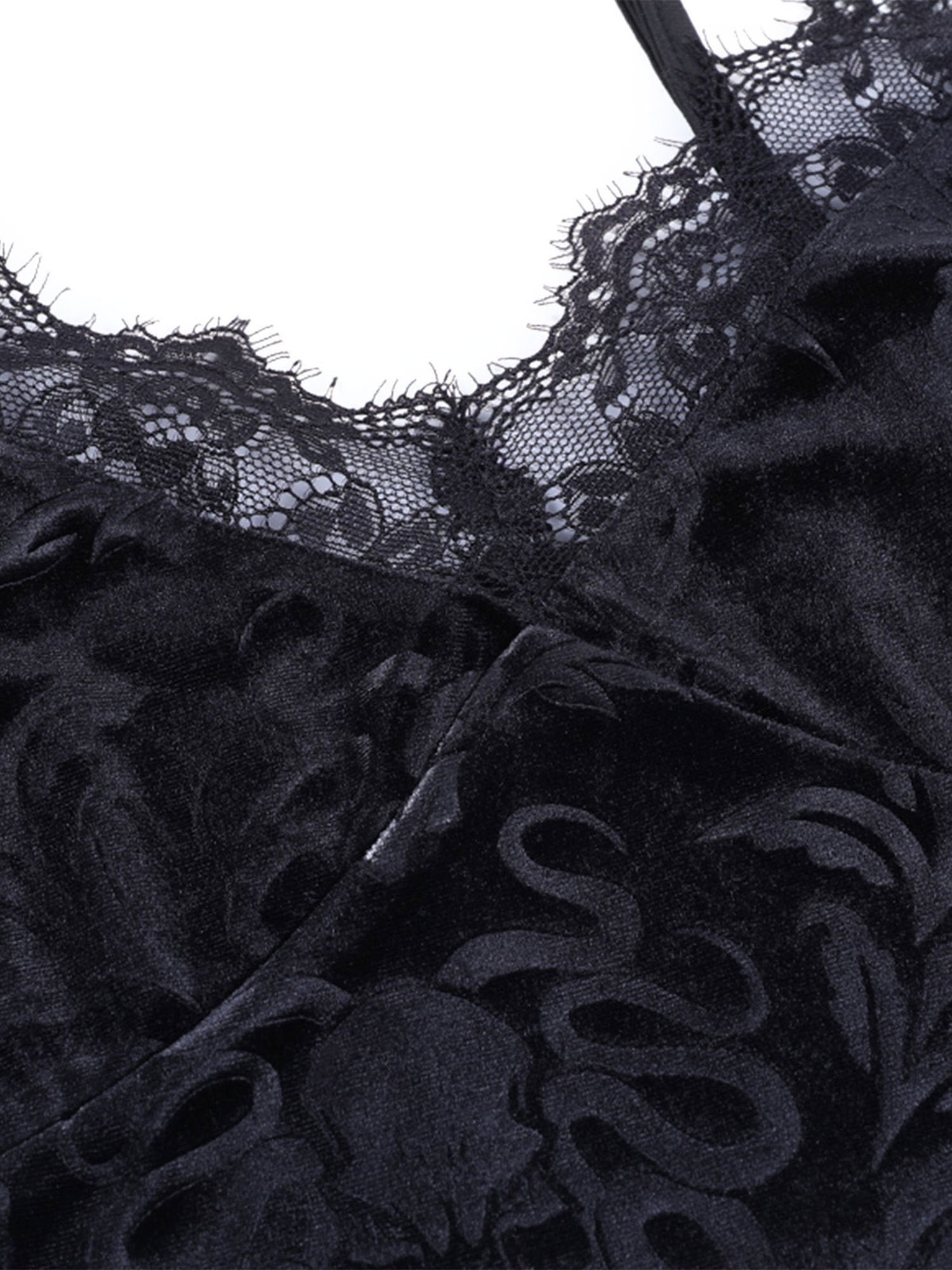 1pc Y2K Style Women'S Floral Lace Trim V-Neck Sleeveless Crop Top - Polyester Knit Fabric Gothic Camisole Tank for Summer - Contrast Lace Slingback Cami for Casual and Clubwear