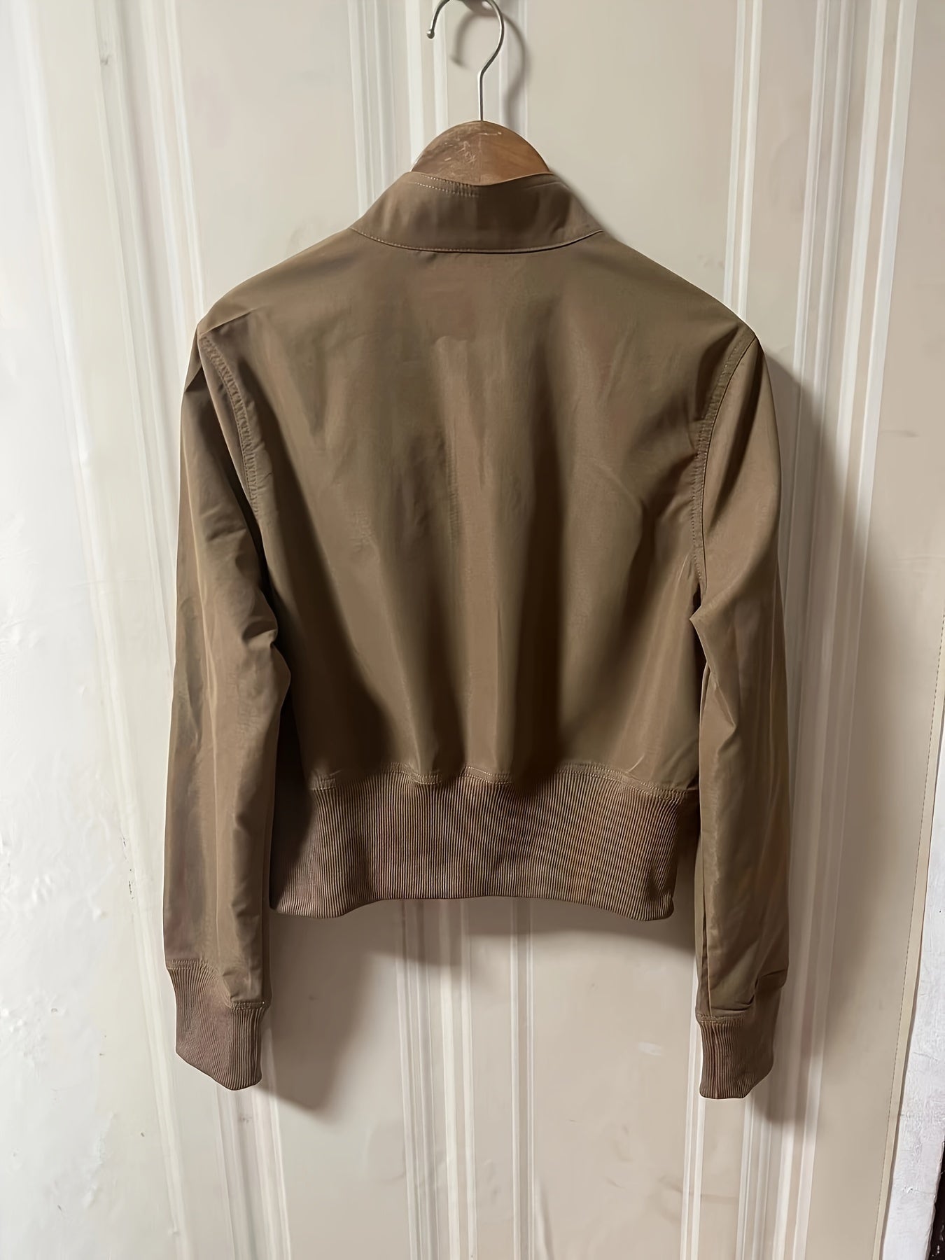 Women'S Y2K Style High Neck Zippered Jacket, Solid Color Polyester 95% Elastane 5% Short Length Long Sleeve All-Season Woven Regular Fit with Zipper Detail