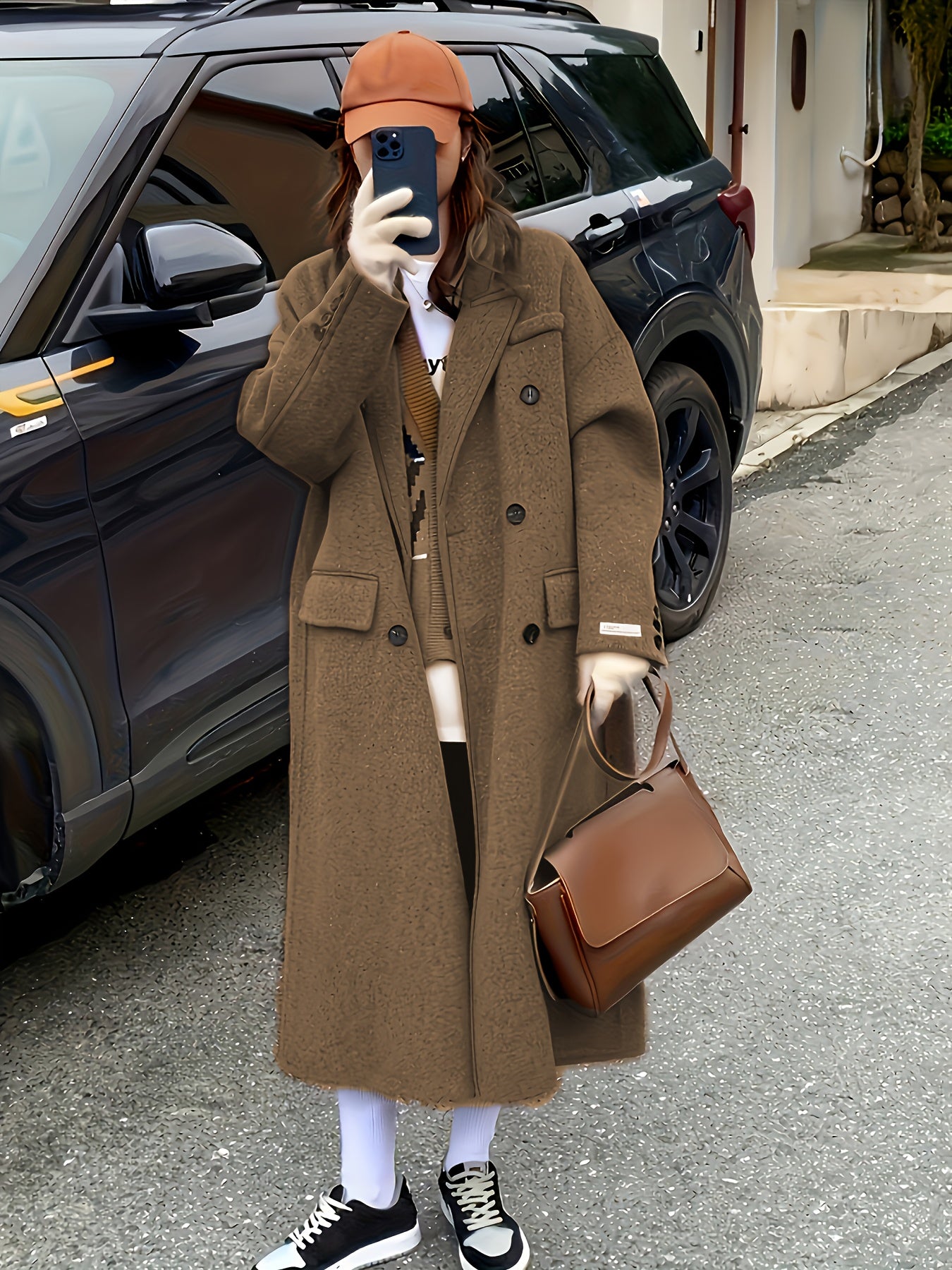 Autumn\Winter Casual Double-Breasted Over-the-Knee Long Coat, Seasonal Fashion, Autumn Coat, Classic Style, Elegant Design, Structured Fit, Nonstretch Fabric, Outerwear Piece, Kneelength Jacket, Daily Wear, Fashion Lovers