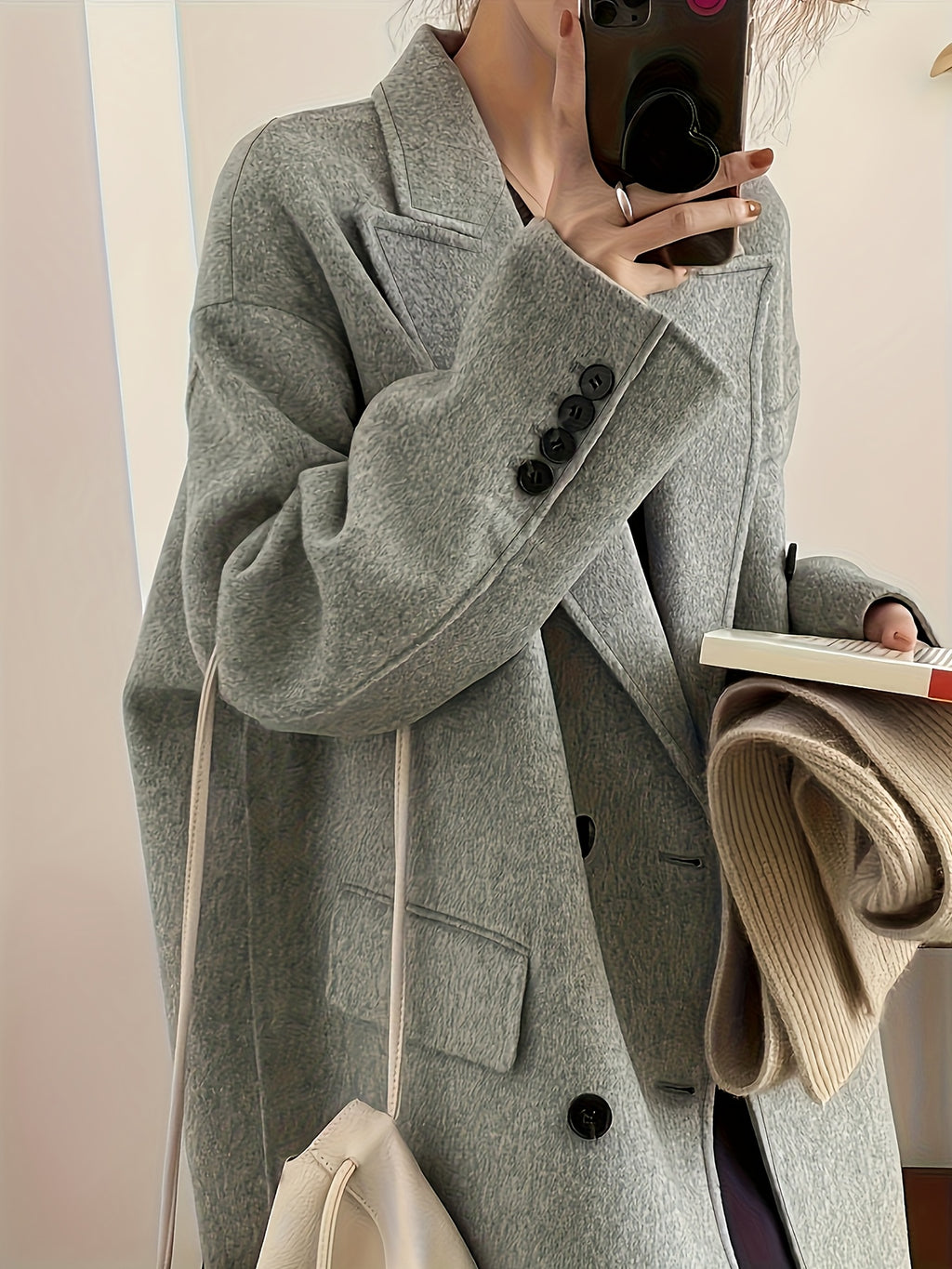 Autumn\Winter Casual Double-Breasted Over-the-Knee Long Coat, Seasonal Fashion, Autumn Coat, Classic Style, Elegant Design, Structured Fit, Nonstretch Fabric, Outerwear Piece, Kneelength Jacket, Daily Wear, Fashion Lovers