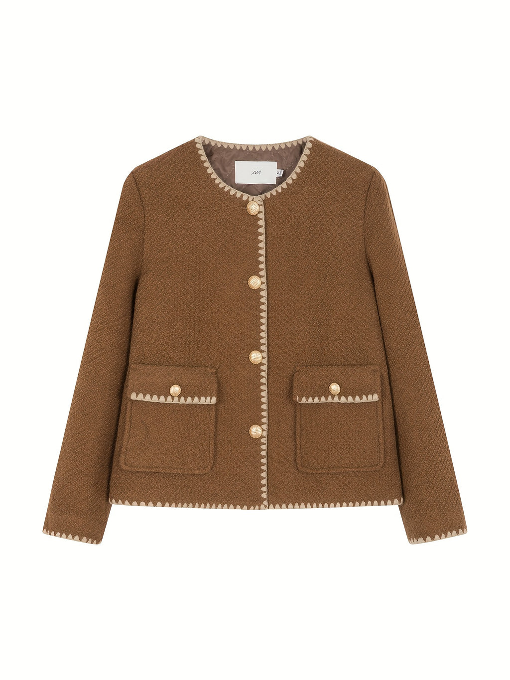 Elegant Polyester Knit Cardigan - Women'S Color Block Long Sleeve Casual Jacket with Contrast Binding, Single Breasted Placket, Non-Stretch Fabric for Fall\u002FWinter Outings