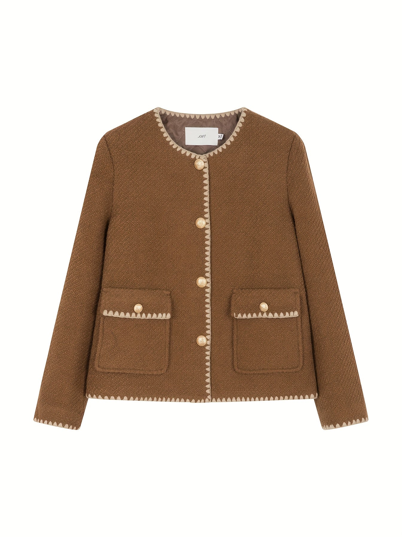 Elegant Polyester Knit Cardigan - Women'S Color Block Long Sleeve Casual Jacket with Contrast Binding, Single Breasted Placket, Non-Stretch Fabric for Fall\u002FWinter Outings