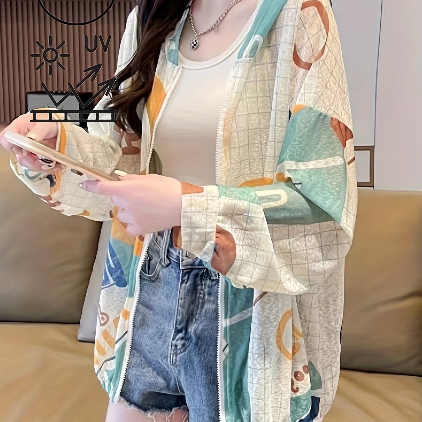 Fashionable breathable and high-end clothes for women in summer new hooded casual mid-length thin jacket beautiful clothes