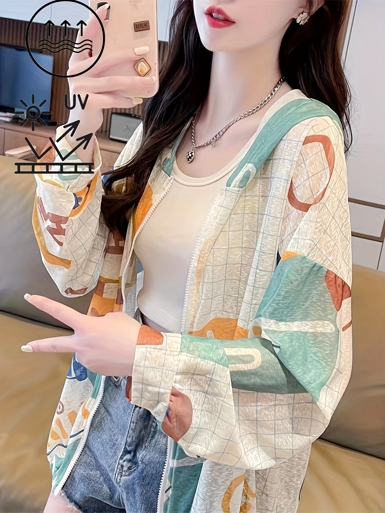 Fashionable breathable and high-end clothes for women in summer new hooded casual mid-length thin jacket beautiful clothes