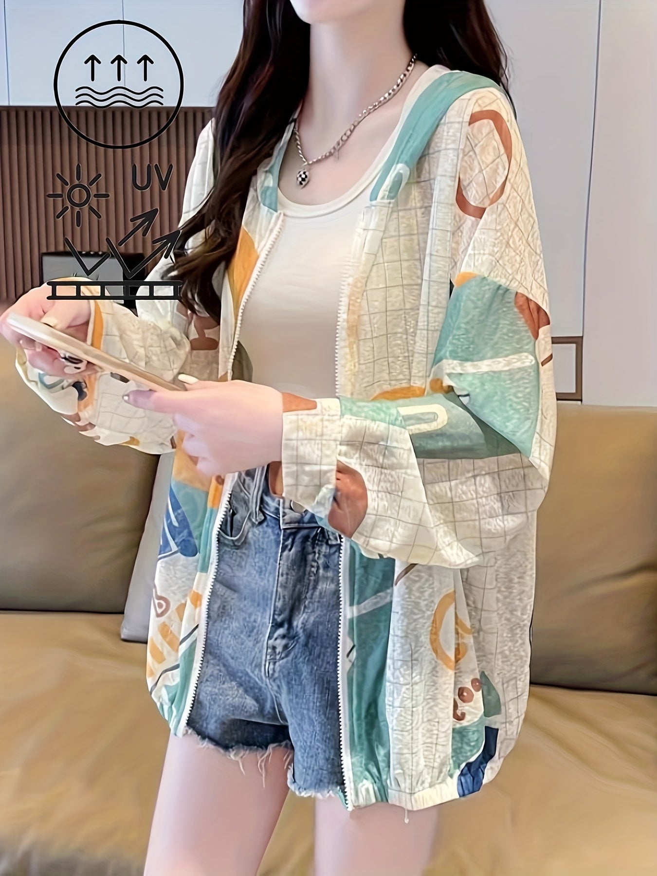Fashionable breathable and high-end clothes for women in summer new hooded casual mid-length thin jacket beautiful clothes