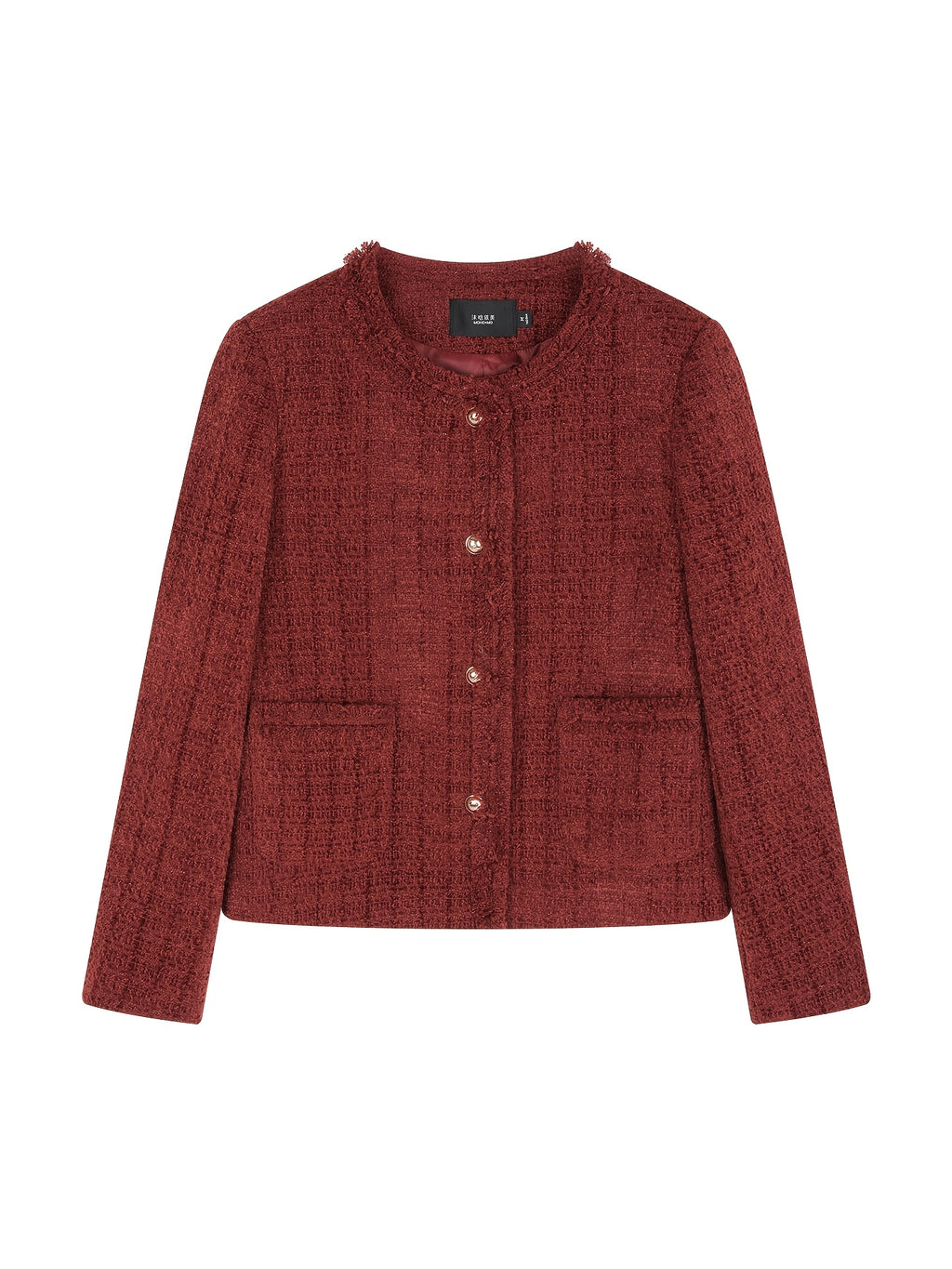 A New Winter Short Coat Featuring a Classic Round Neck, Luxurious Texture, And Elegant Tweed Style for Women