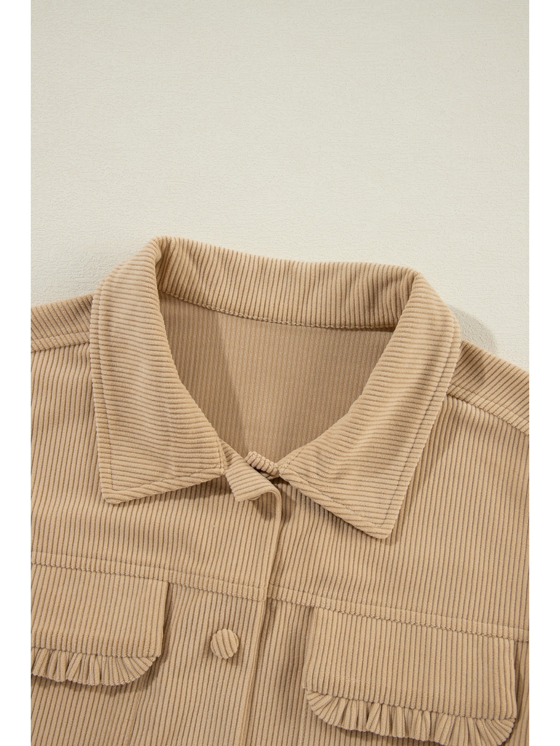 Womens Corduroy Sherpa Jackets Button Long Sleeve Fleece Outwear Coat with Pockets