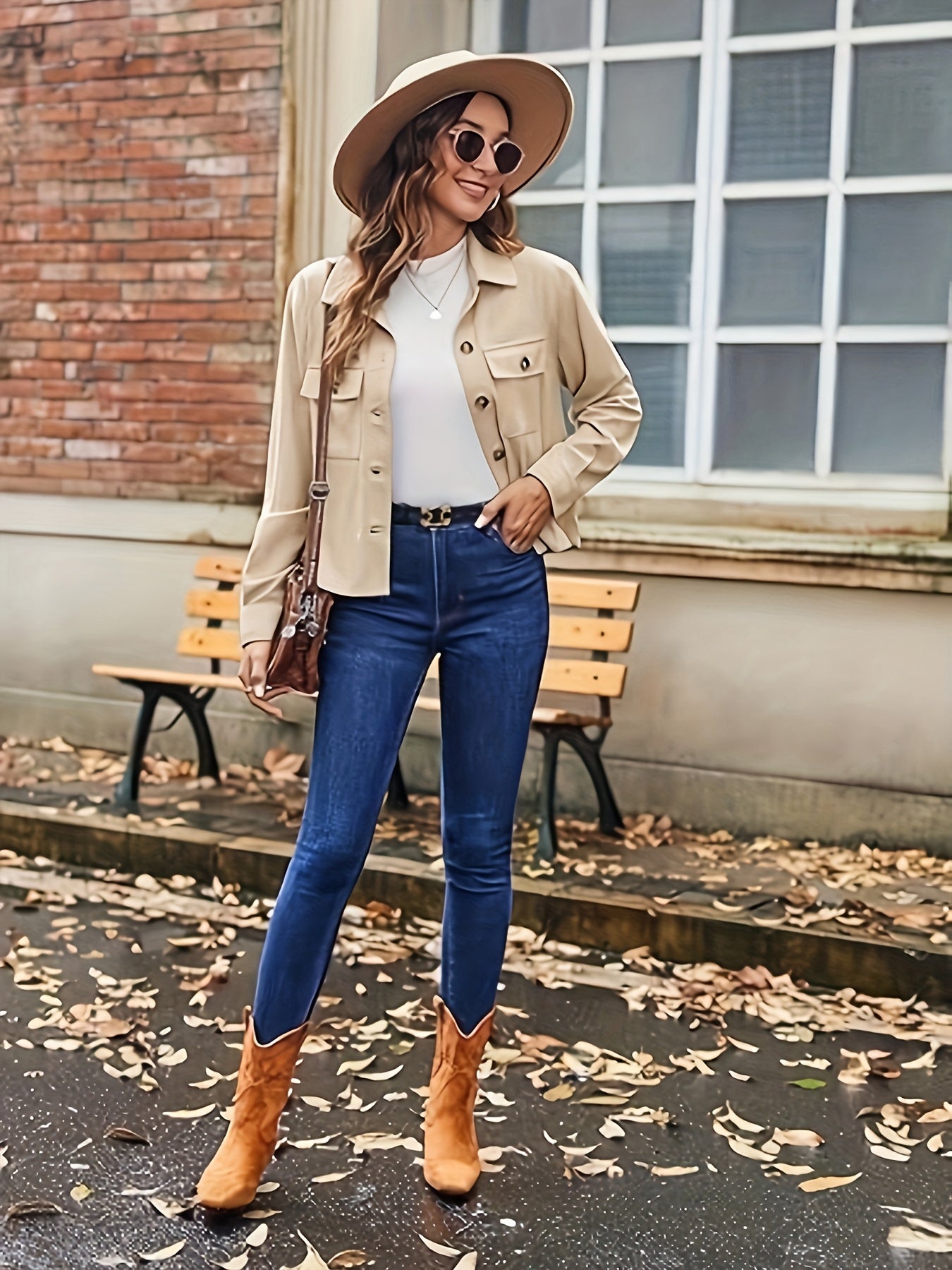 Women'S Stylish Short Corduroy Jacket With Loose Long Sleeves