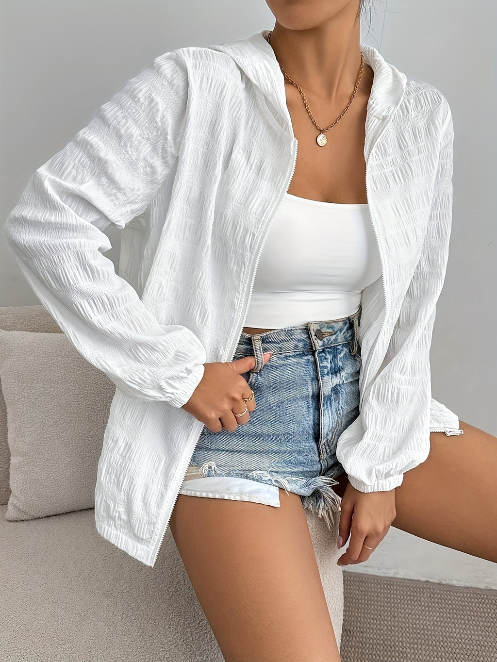 Women'S Lightweight Casual Windbreaker Jacket - Long Sleeve, Button-Up Front, Zipper Closure, Lightweight Polyester, Perfect for Spring & Fall, Spring Jacket | Buttonup Front Jacket | Zippered Jacket