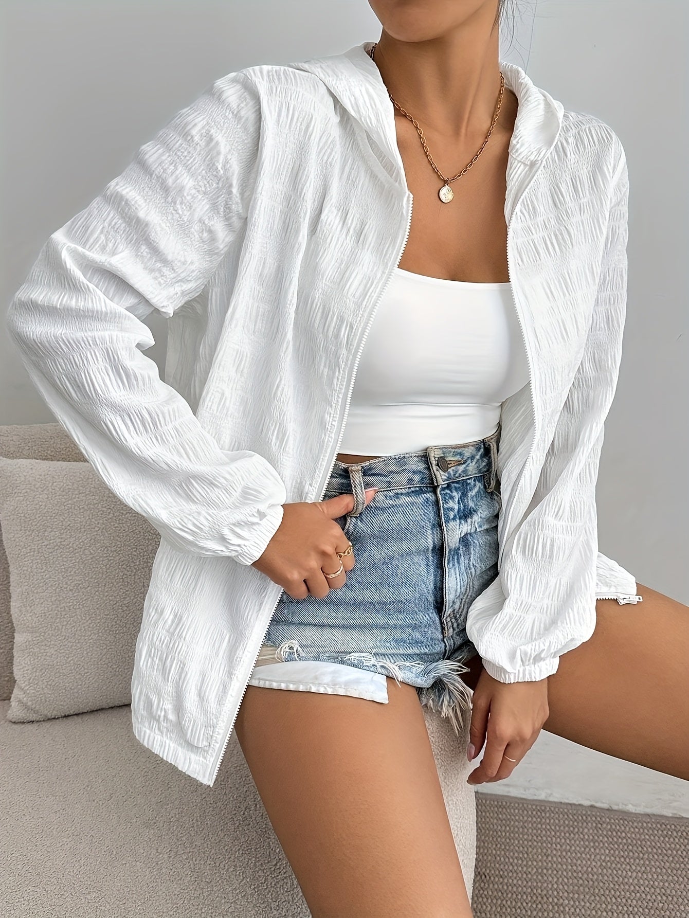Women'S Lightweight Casual Windbreaker Jacket - Long Sleeve, Button-Up Front, Zipper Closure, Lightweight Polyester, Perfect for Spring & Fall, Spring Jacket | Buttonup Front Jacket | Zippered Jacket