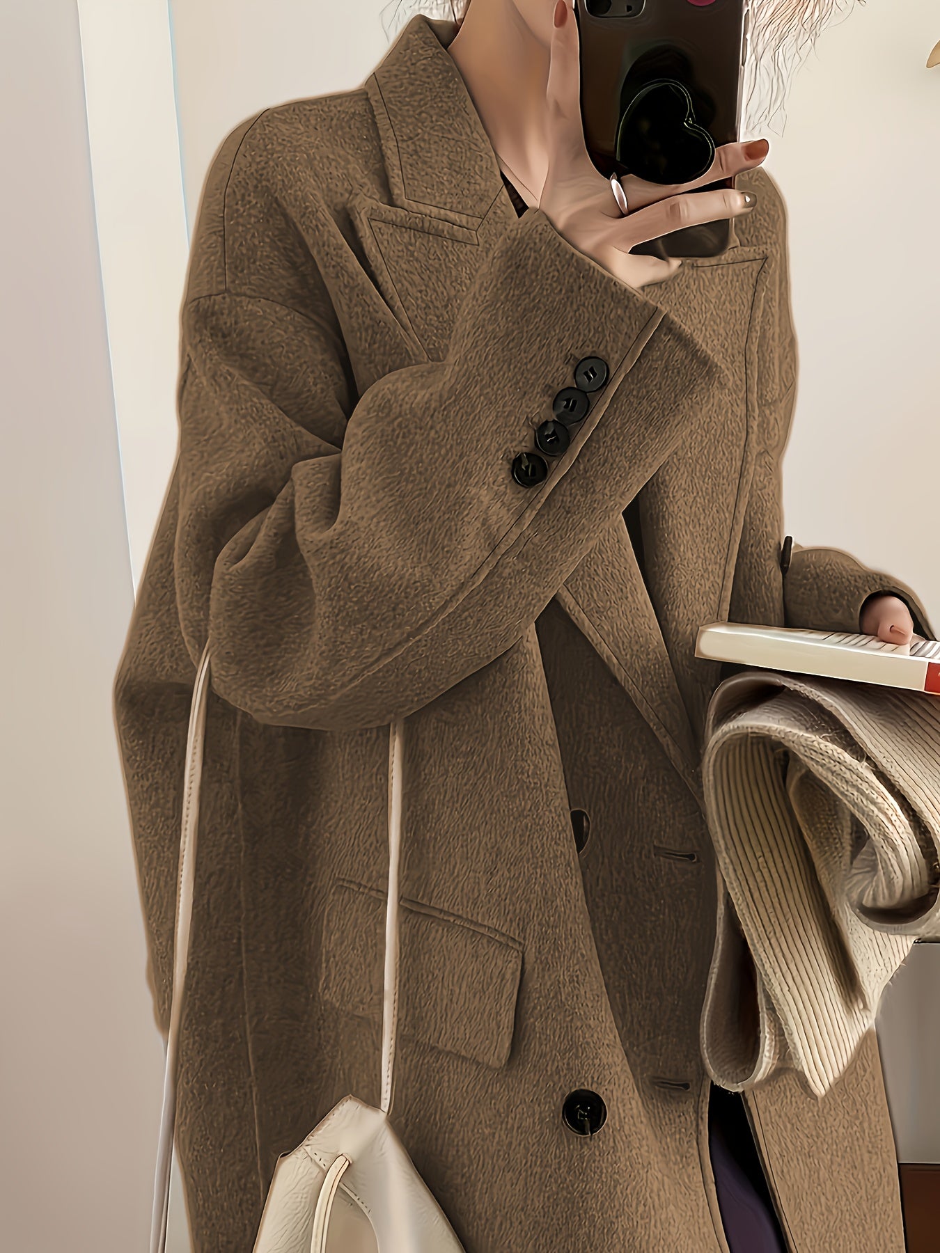Autumn\Winter Casual Double-Breasted Over-the-Knee Long Coat, Seasonal Fashion, Autumn Coat, Classic Style, Elegant Design, Structured Fit, Nonstretch Fabric, Outerwear Piece, Kneelength Jacket, Daily Wear, Fashion Lovers