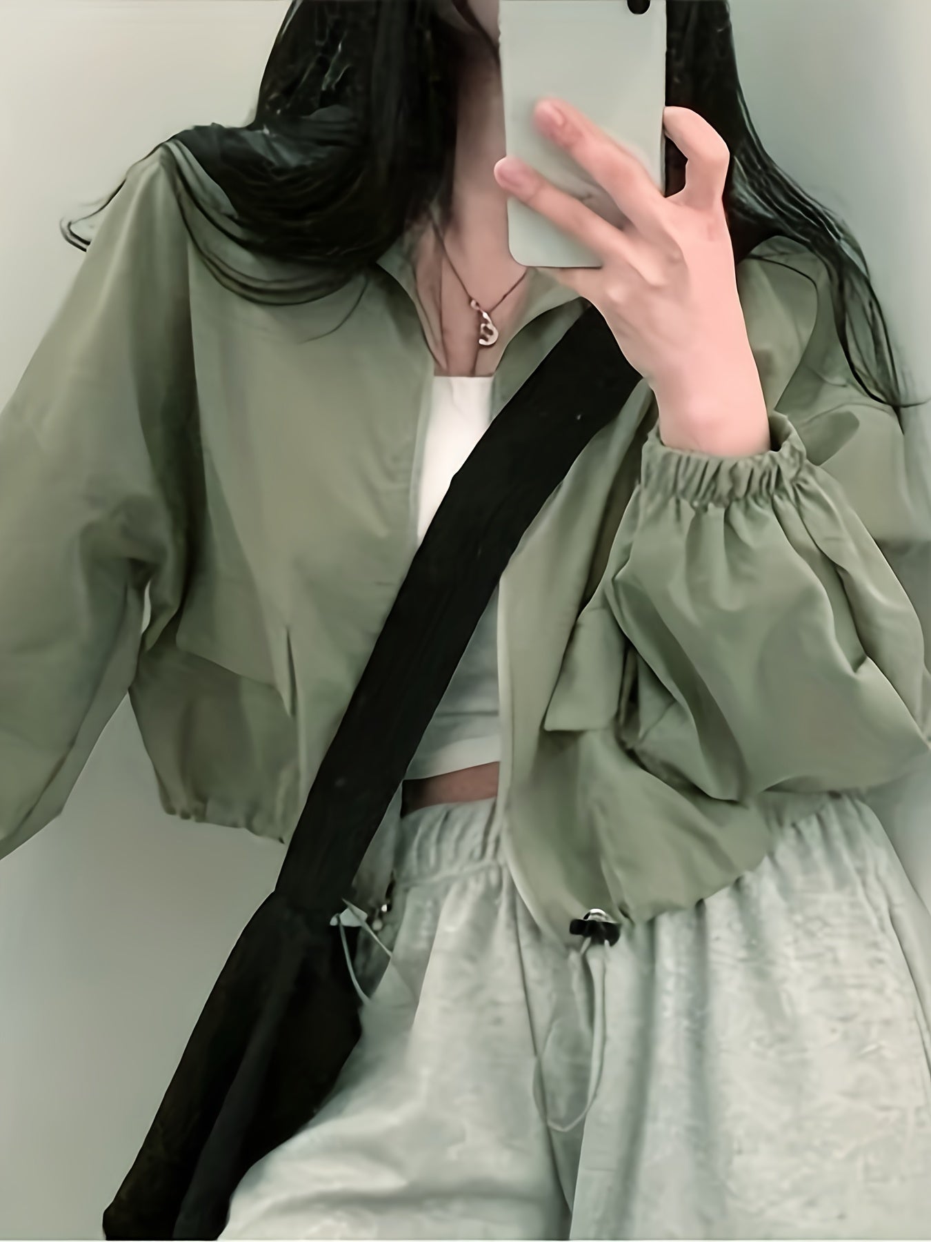 Women'S Lightweight Casual Windbreaker Jacket - Olive Green, Short Length, Zip-Up with Drawstring Hood, Long Sleeves, Perfect for Spring\u002FFall Outings, Spring Outerwear | Casual Style Jacket | Zippered Jacket, Windbreaker