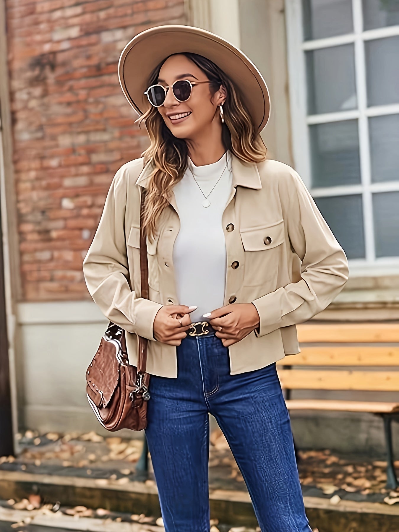Women'S Stylish Short Corduroy Jacket With Loose Long Sleeves