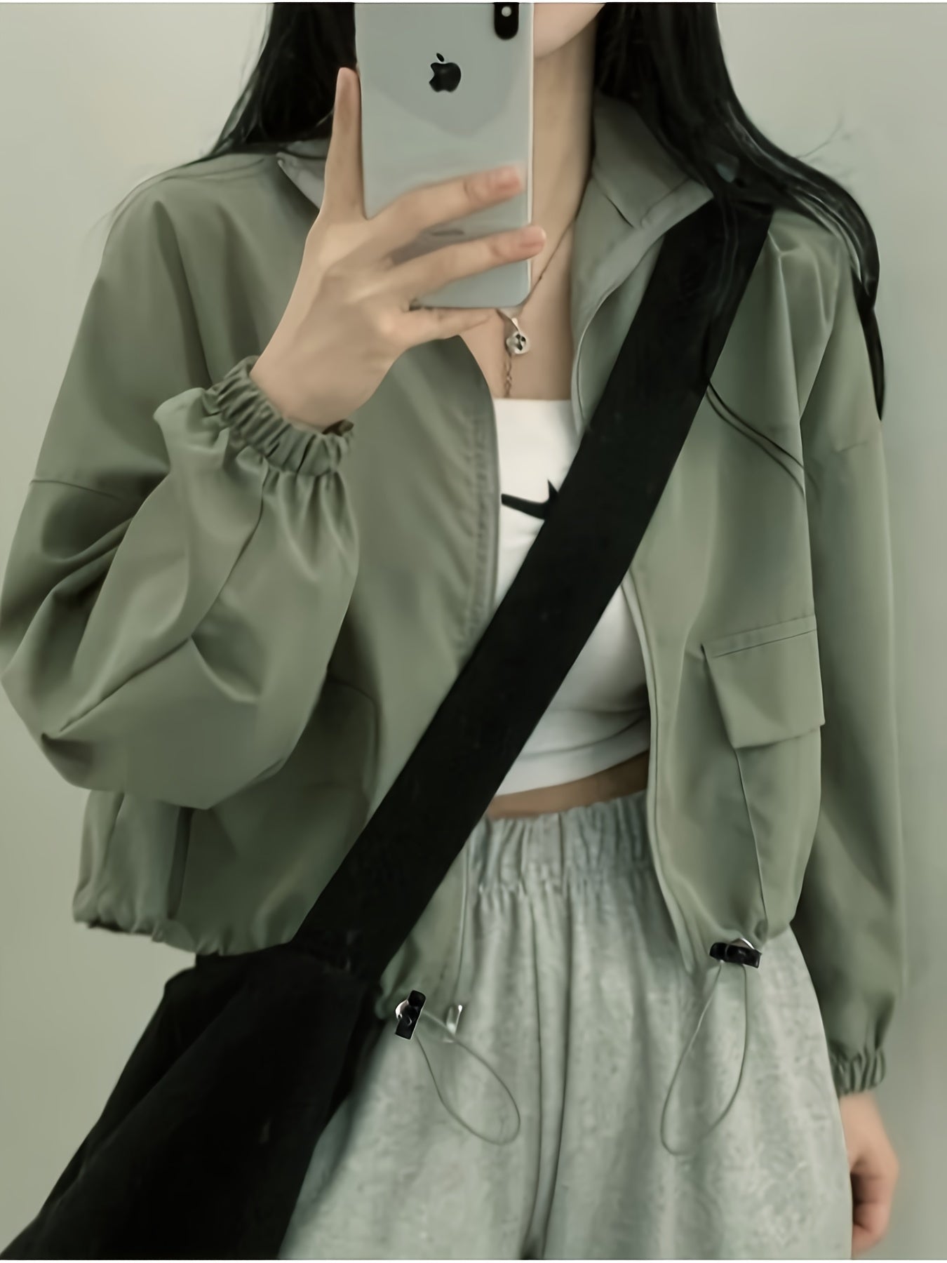 Women'S Lightweight Casual Windbreaker Jacket - Olive Green, Short Length, Zip-Up with Drawstring Hood, Long Sleeves, Perfect for Spring\u002FFall Outings, Spring Outerwear | Casual Style Jacket | Zippered Jacket, Windbreaker