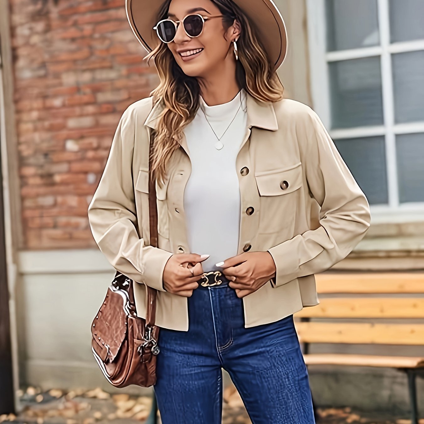 Women'S Stylish Short Corduroy Jacket With Loose Long Sleeves