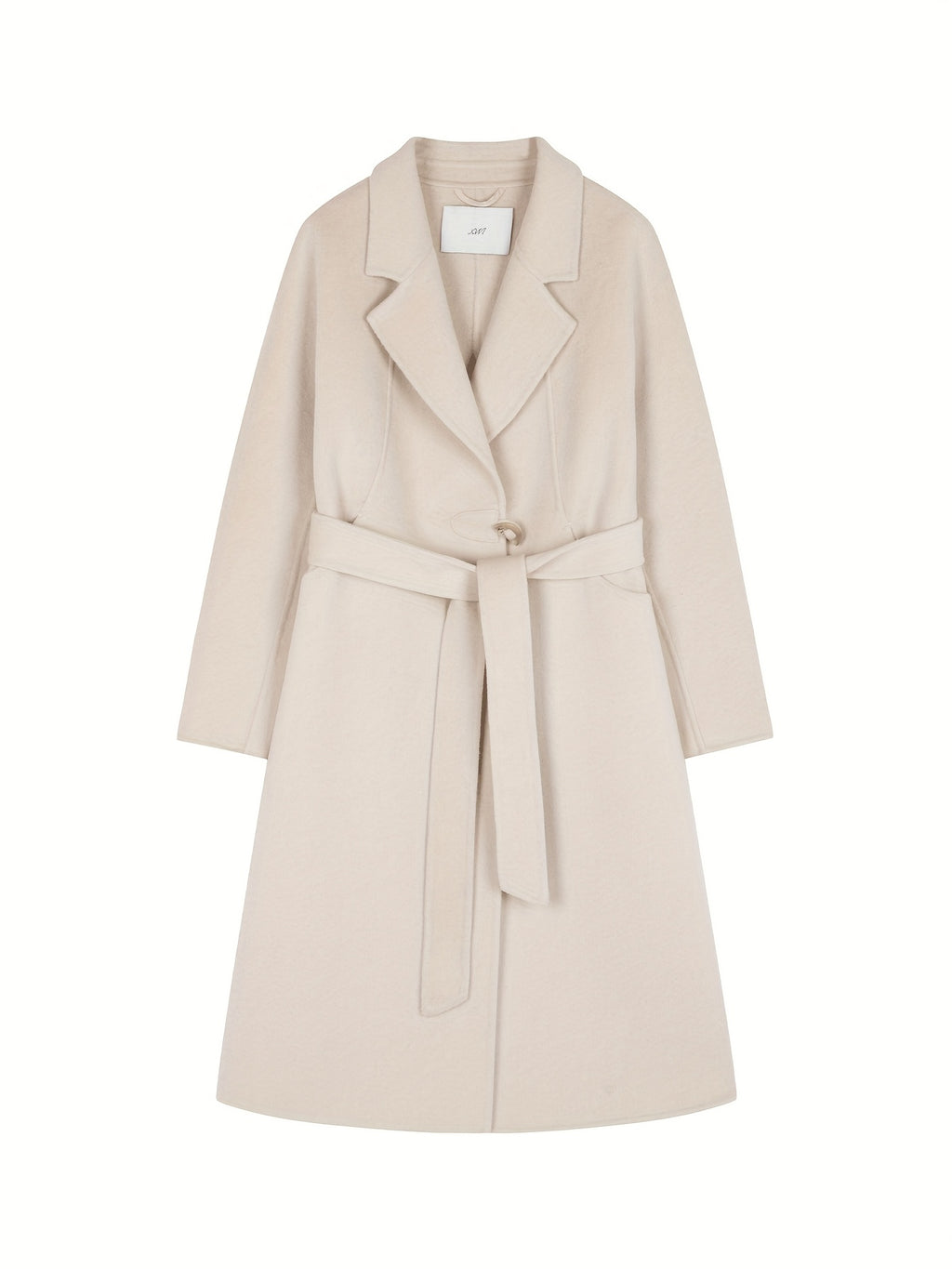 Long Autumn and Winter Double-sided Wool Coat with Elegant Suit Collar for Women